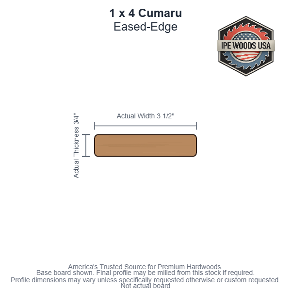 1x4 Cumaru Bevel Siding board profile diagram