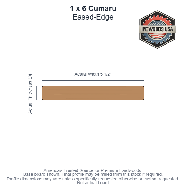 1x6 Cumaru Rainscreen Siding board profile diagram