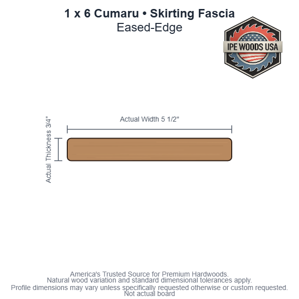 Cumaru 1 x 6 Eased-Edge Skirting Fascia board