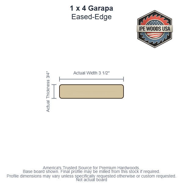 1x4 Garapa Bevel Siding board profile diagram