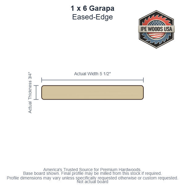 1x6 Garapa Rainscreen Siding board profile diagram