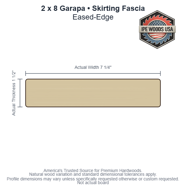 2x8 Garapa Skirting Fascia board profile diagram