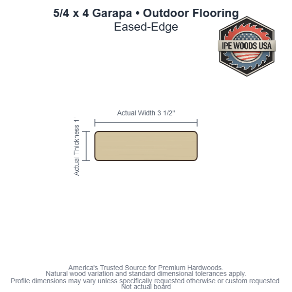 5/4x4 Garapa Outdoor Flooring board profile diagram