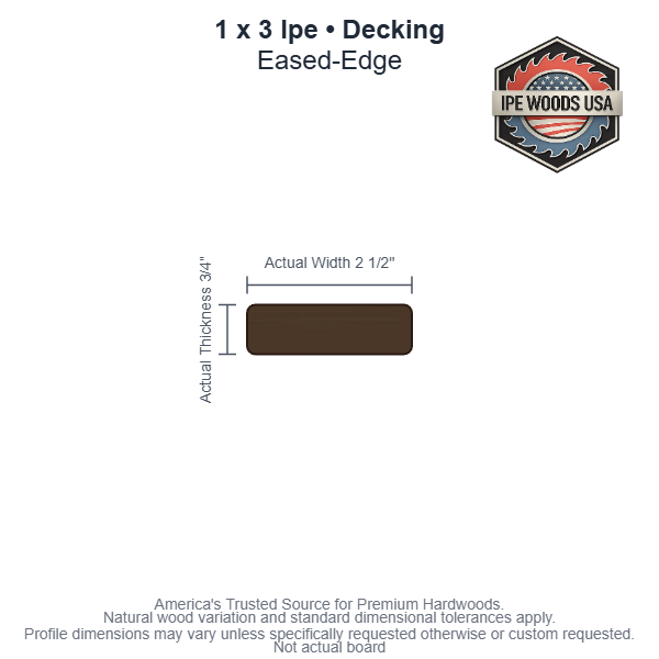 Ipe 1 x 3 Eased-Edge decking