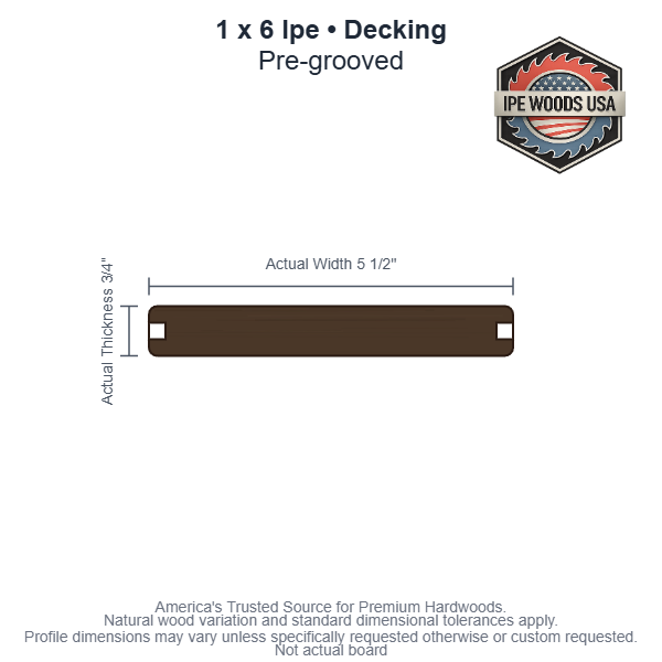 Ipe 1 x 6 Pregrooved decking