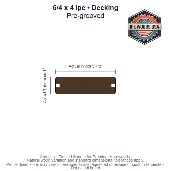 Ipe 5/4 x 4 Pregrooved decking