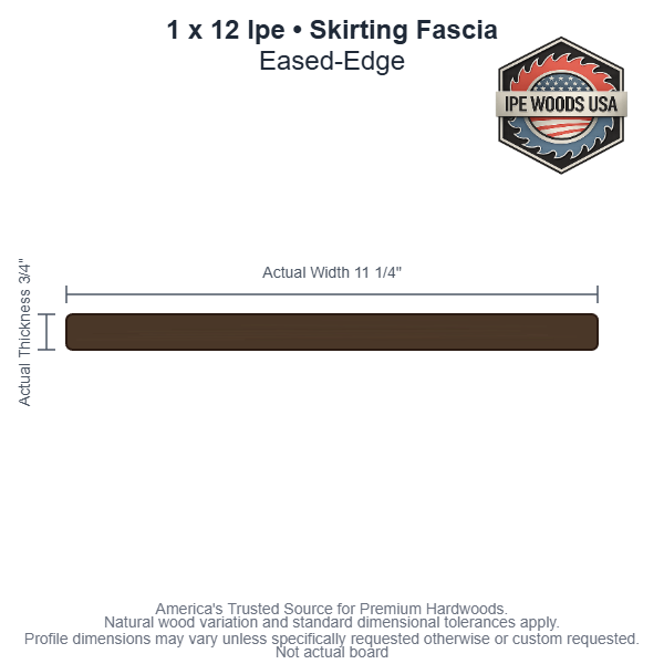 1x12 Ipe Skirting Fascia board profile diagram