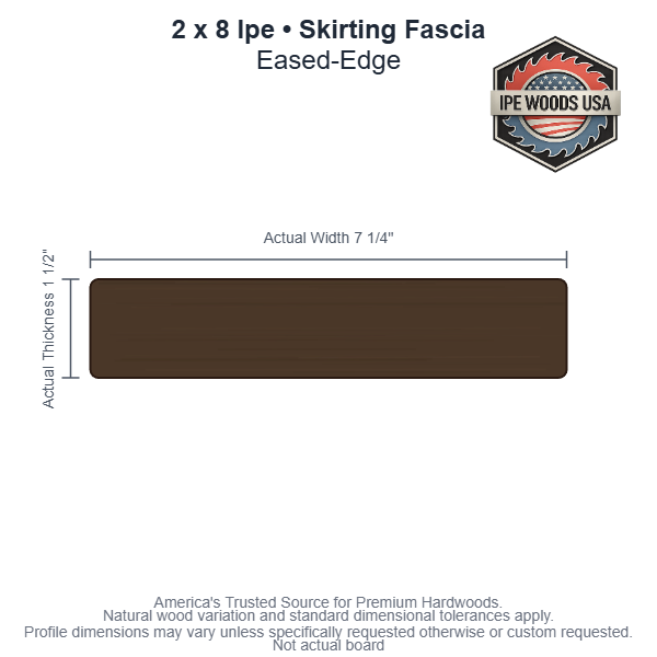 2x8 Ipe Skirting Fascia board profile diagram