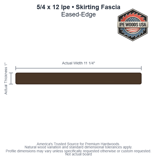 5/4x12 Ipe Skirting Fascia board profile diagram