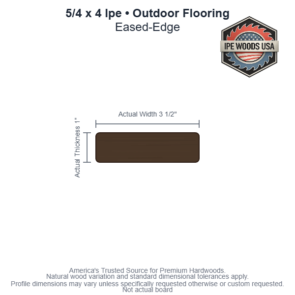 5/4x4 Ipe Outdoor Flooring board profile diagram