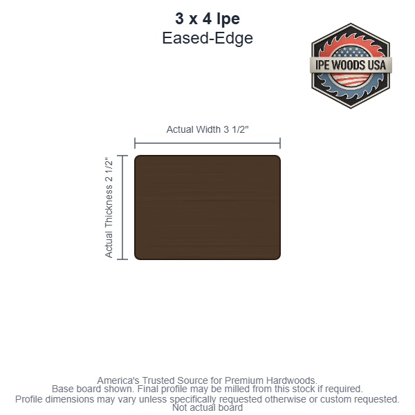 Ipe 3x4 Eased-Edge Timbers board