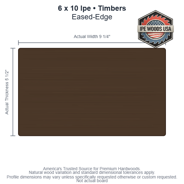Ipe 6 x 10 Eased-Edge Timbers board