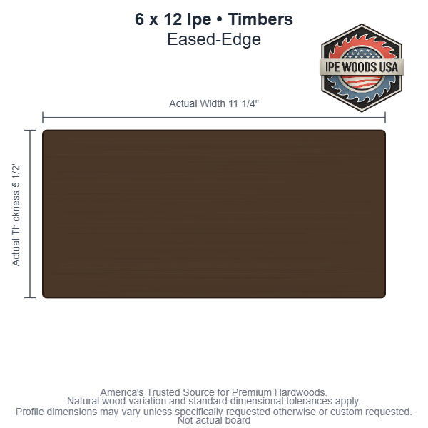 Ipe 6 x 12 Eased-Edge Timbers board
