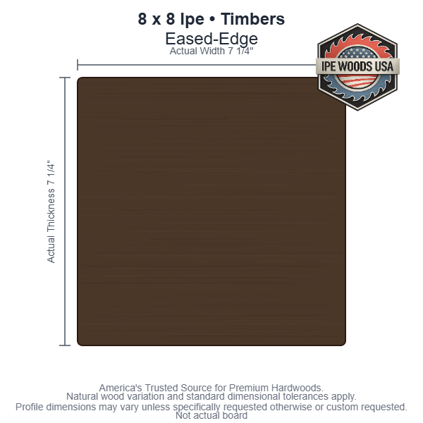 Ipe 8 x 8 Eased-Edge Timbers board