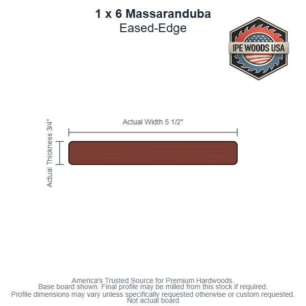 1x6 Massaranduba Rainscreen Siding board profile diagram
