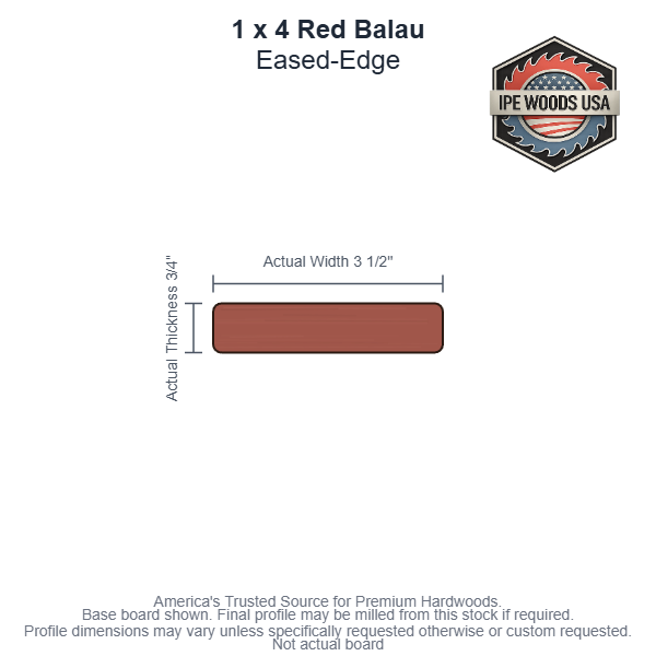 1x4 Red Balau Bevel Siding board profile diagram