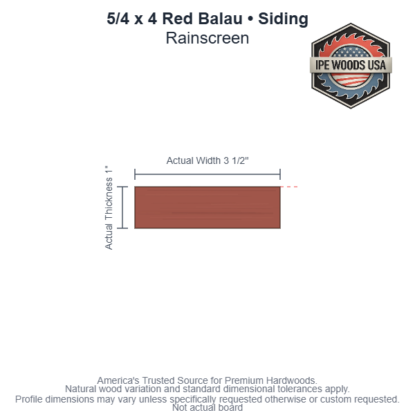 5/4x4 Red Balau Rainscreen Siding board profile diagram