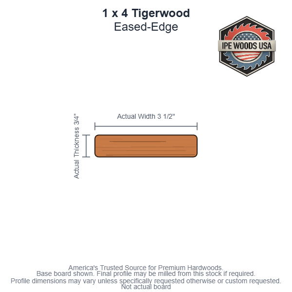 1x4 Tigerwood Bevel Siding board profile diagram