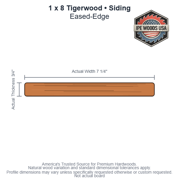 Tigerwood 1 x 8 Eased-Edge Siding board