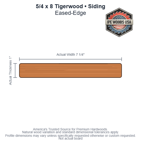 5/4x8 Tigerwood Siding board profile diagram